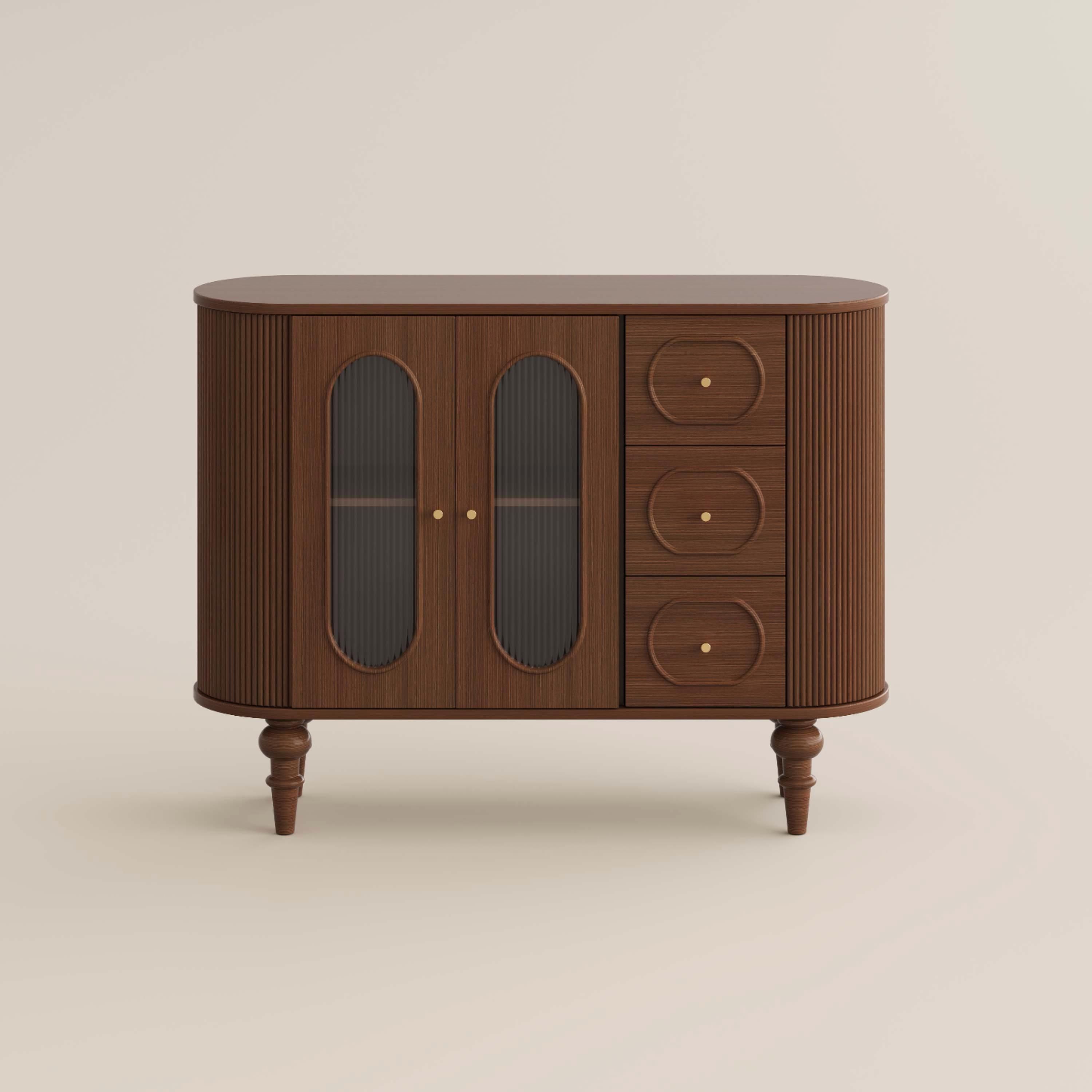 Wood Walnut Color Engineered Wood Storage Cabinets