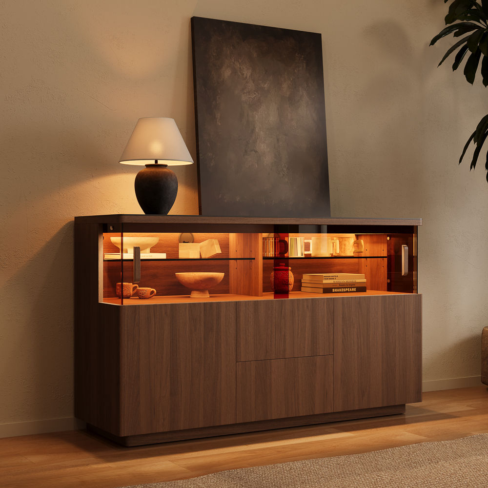 Aether Walnut Color Engineered Wood Storage Cabinets
