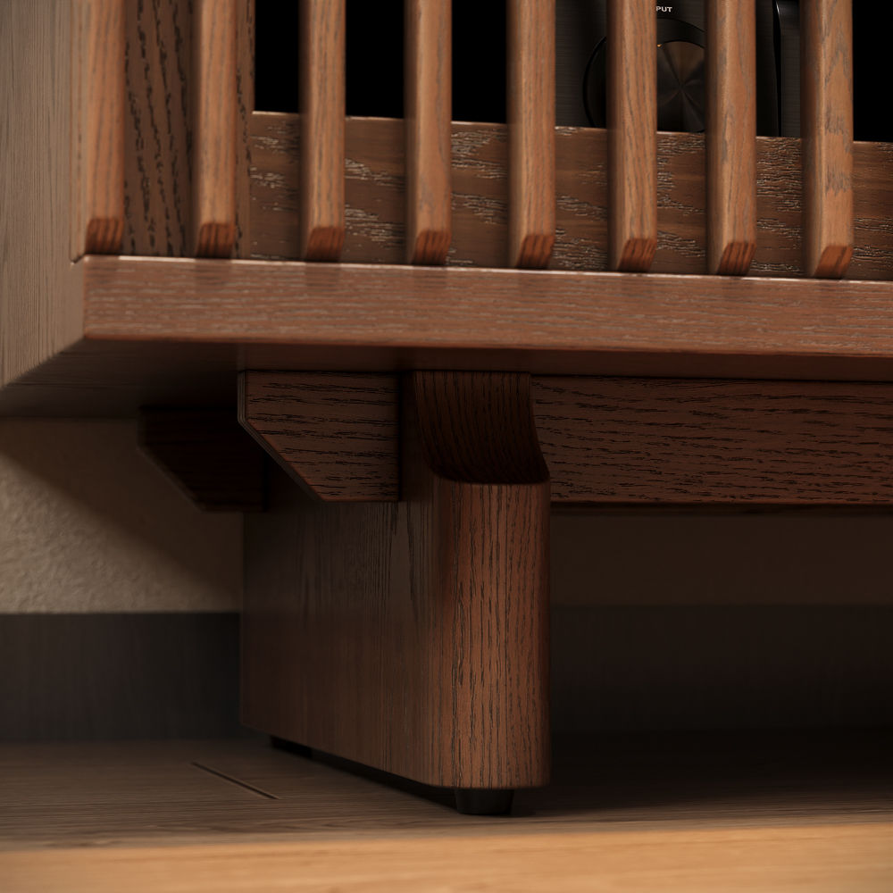Fluted Brown Engineered Wood Storage Cabinets