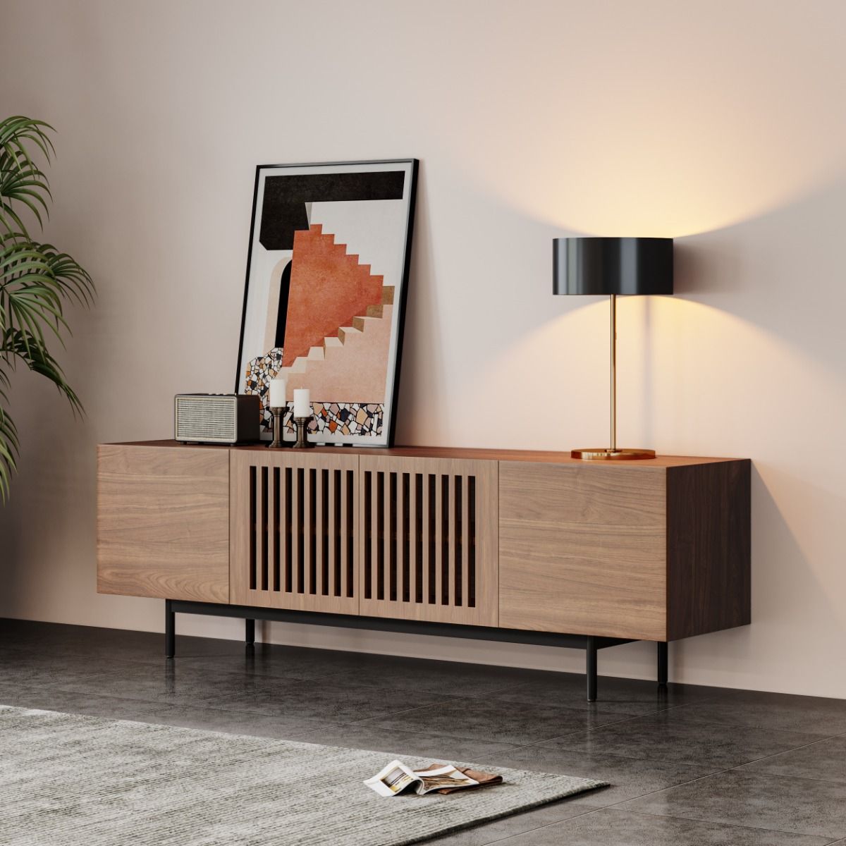 Mid Century Modern Dark Wood MDF TV Stands