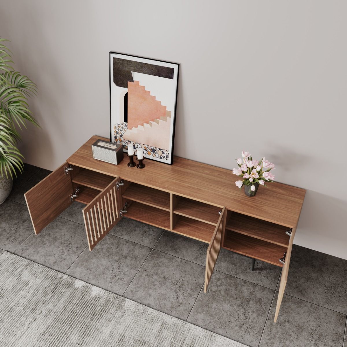 Mid Century Modern Legno scuro  MDF Supporti TV