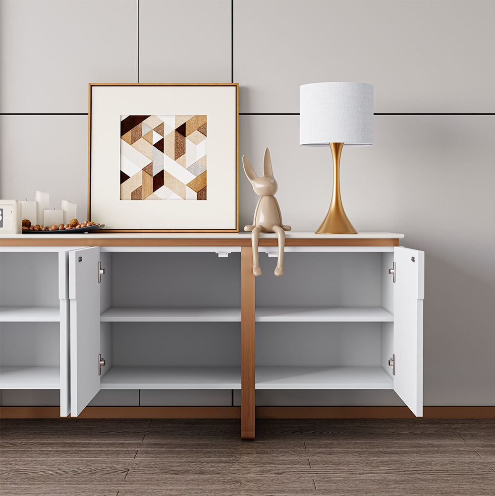 Fully Assemble White Engineered Wood TV Stands