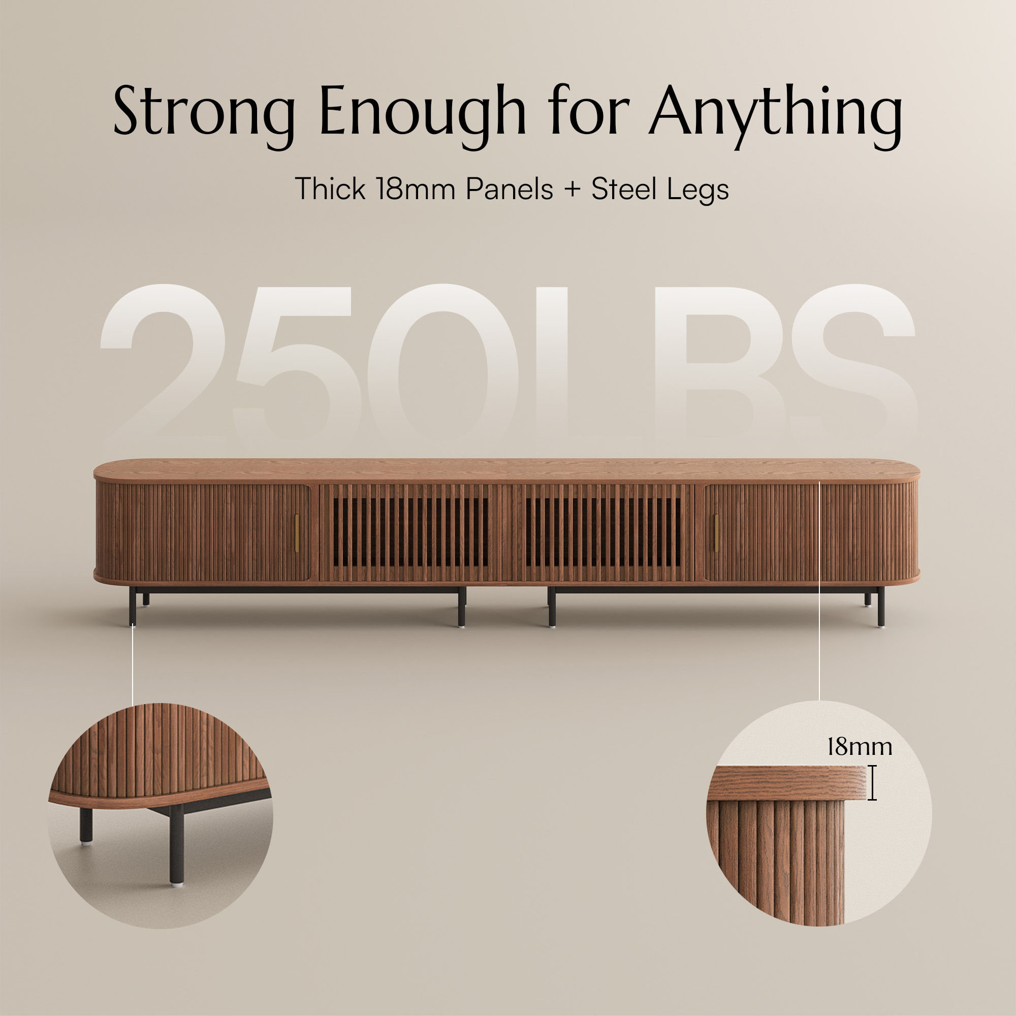with Shelves Walnut Color Plywood TV Stands