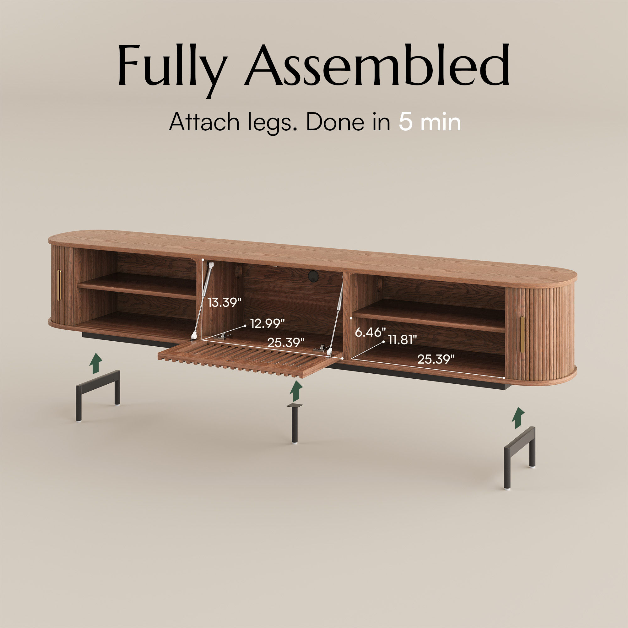 with Shelves Walnut Color Plywood TV Stands