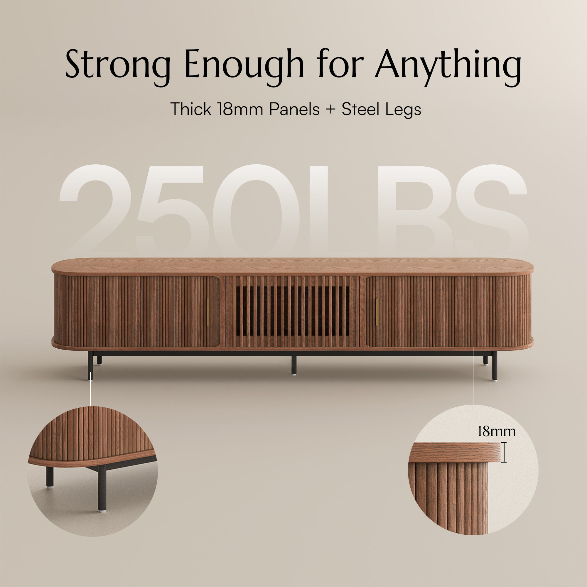 Mid Century Modern Walnut Color Plywood TV Stands
