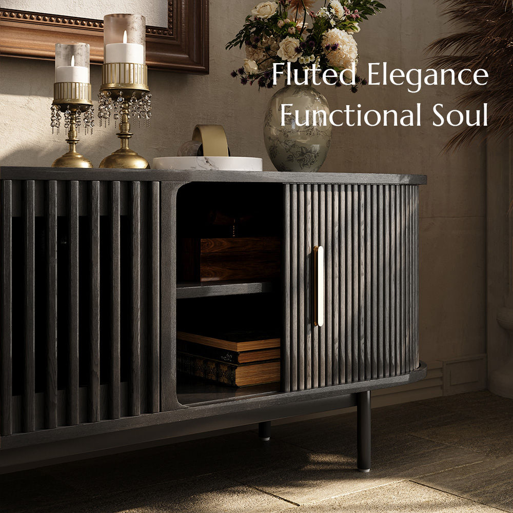 Mid Century Modern Black Plywood TV Stands
