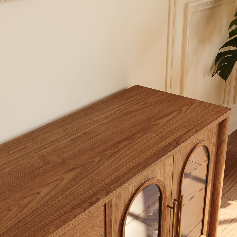 Floor TV Stand Walnut Color Engineered Wood TV Stands