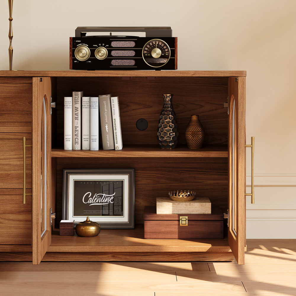 Cloister Walnut Color Engineered Wood TV Stands