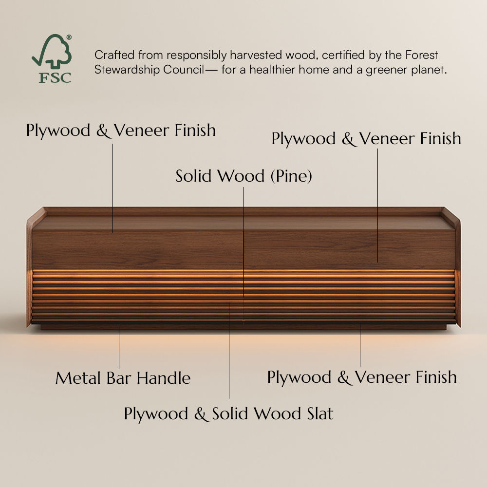 Perfect for 65 Inch TV Walnut Color Plywood TV Stands