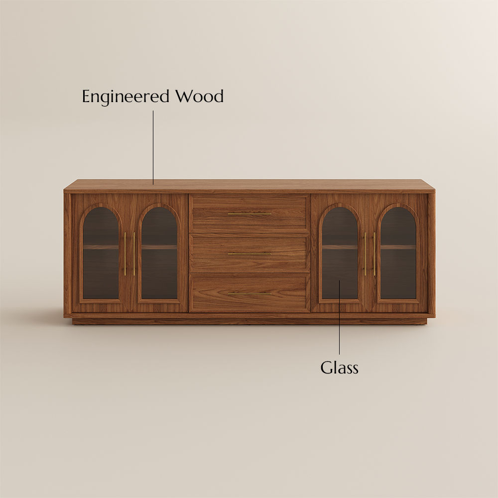Floor TV Stand Walnut Color Engineered Wood TV Stands