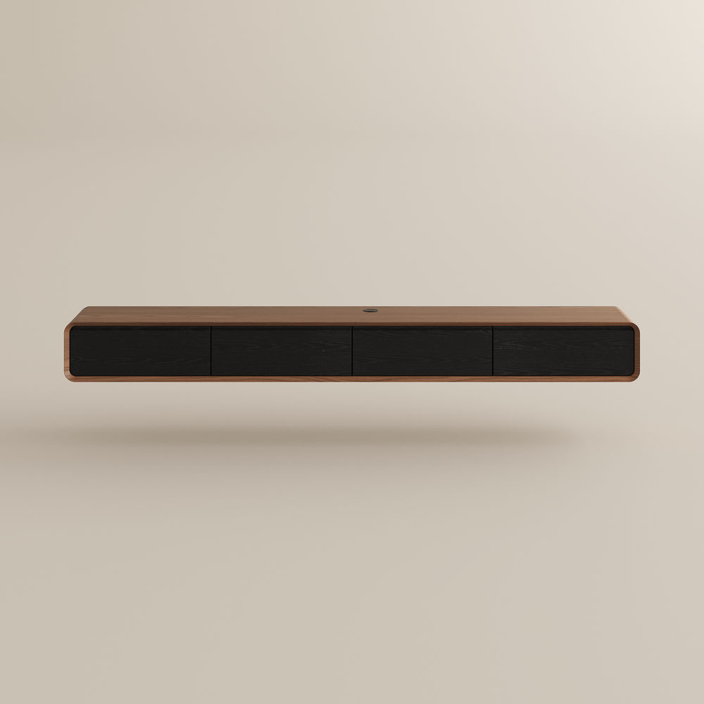 with Doors Dark Wood & Black MDF TV Stands