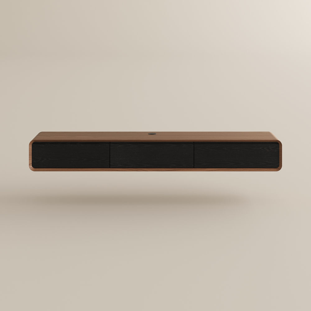 Living Room Dark Wood & Black MDF TV Stands