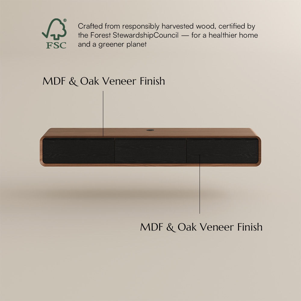 Floating Dark Wood & Black MDF TV Stands