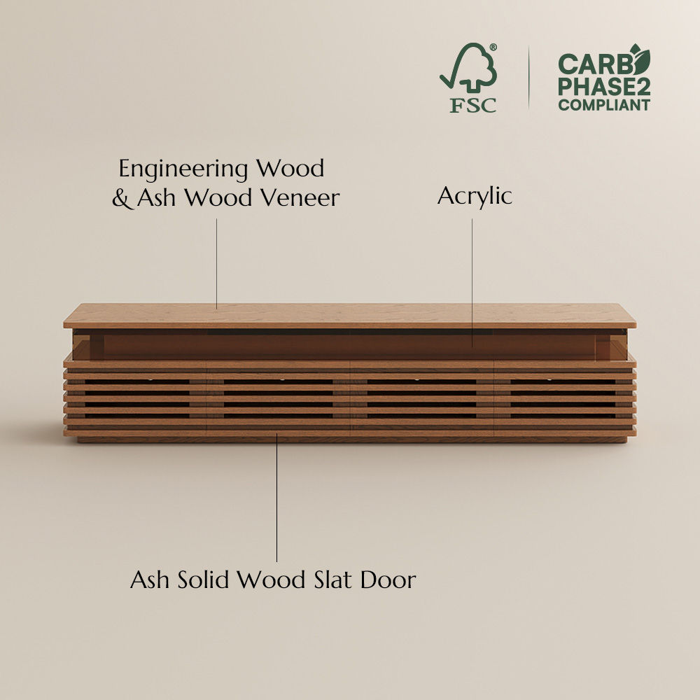 Mid Century Modern Walnut Color Engineered Wood TV Stands