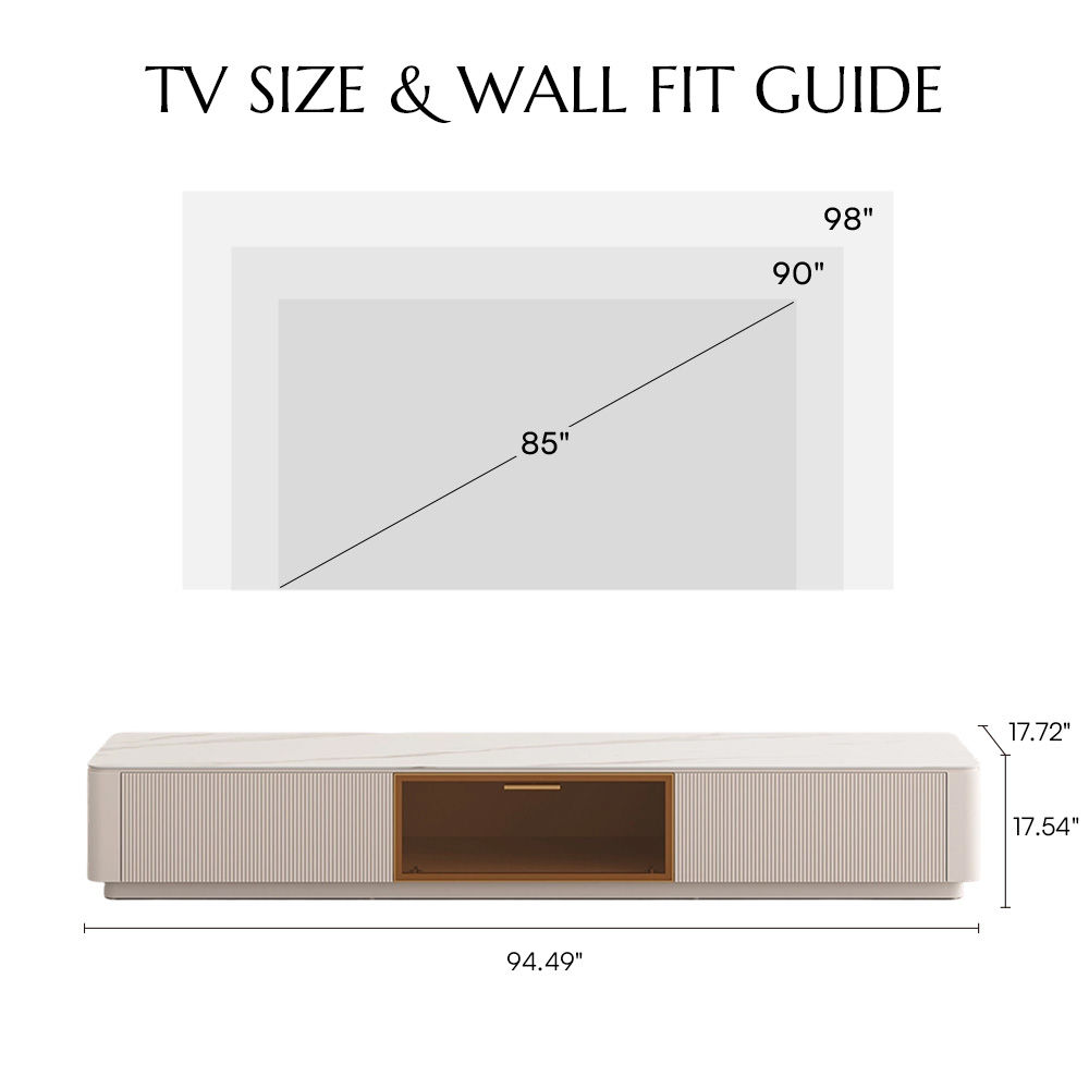 Beige White Glossy Sintered Stone TV Stands