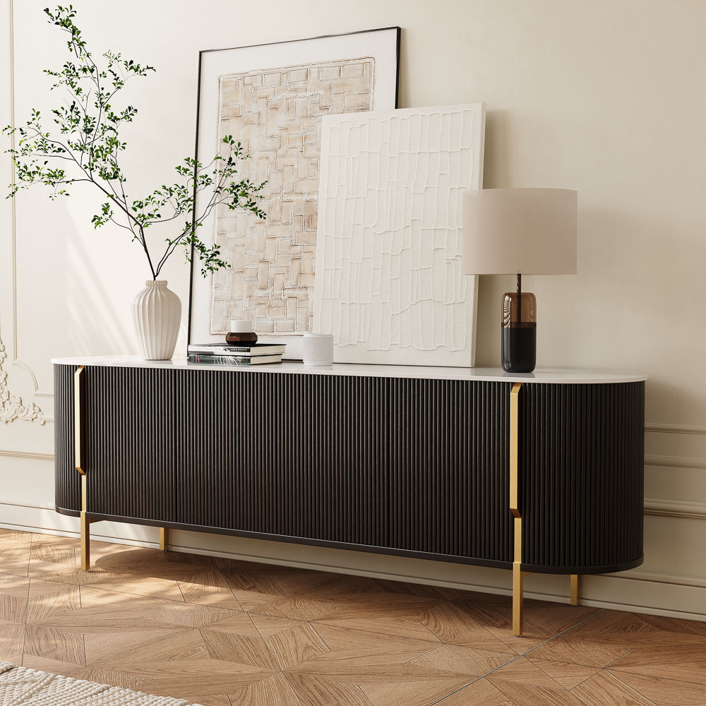 Black Black & White Engineered Wood TV Stands