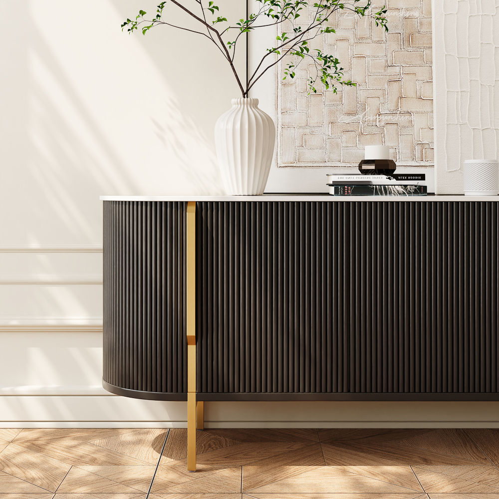 Black Black & White Engineered Wood TV Stands