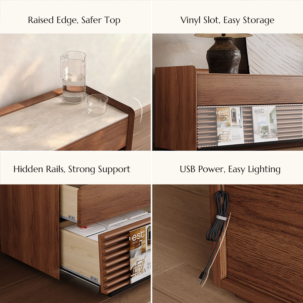 Living Room Walnut Color Plywood TV Stands