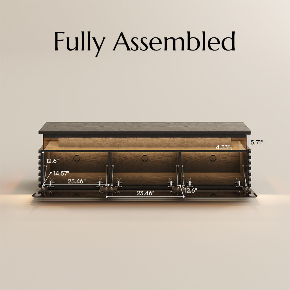 Mid Century Modern Black Engineered Wood TV Stands
