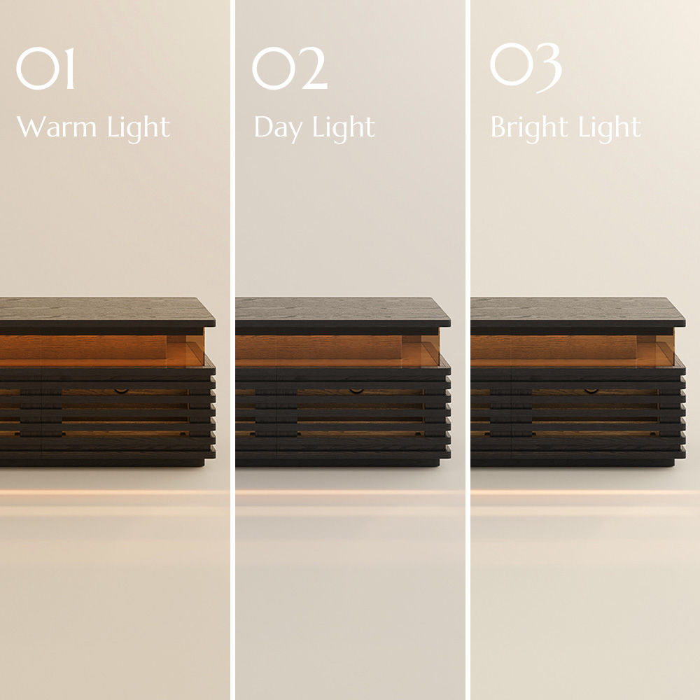 Slatted Design Black Engineered Wood TV Stands