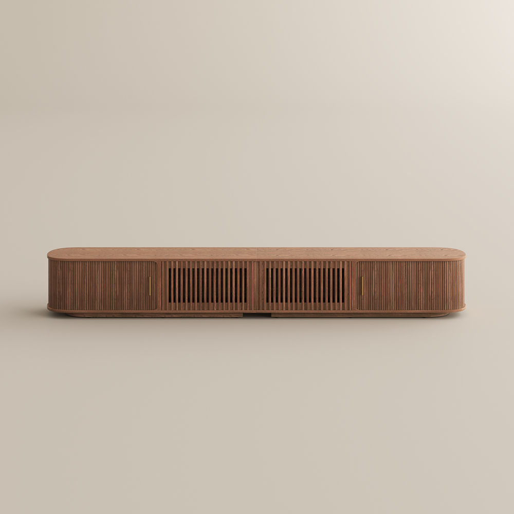 Partly Assemble Walnut Color Plywood TV Stands