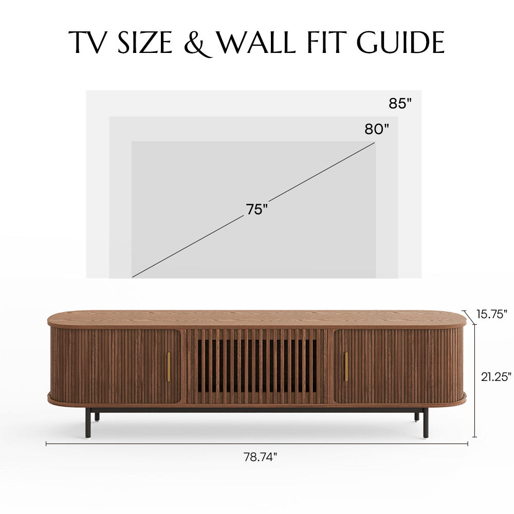Sliding Door Walnut Color Plywood TV Stands