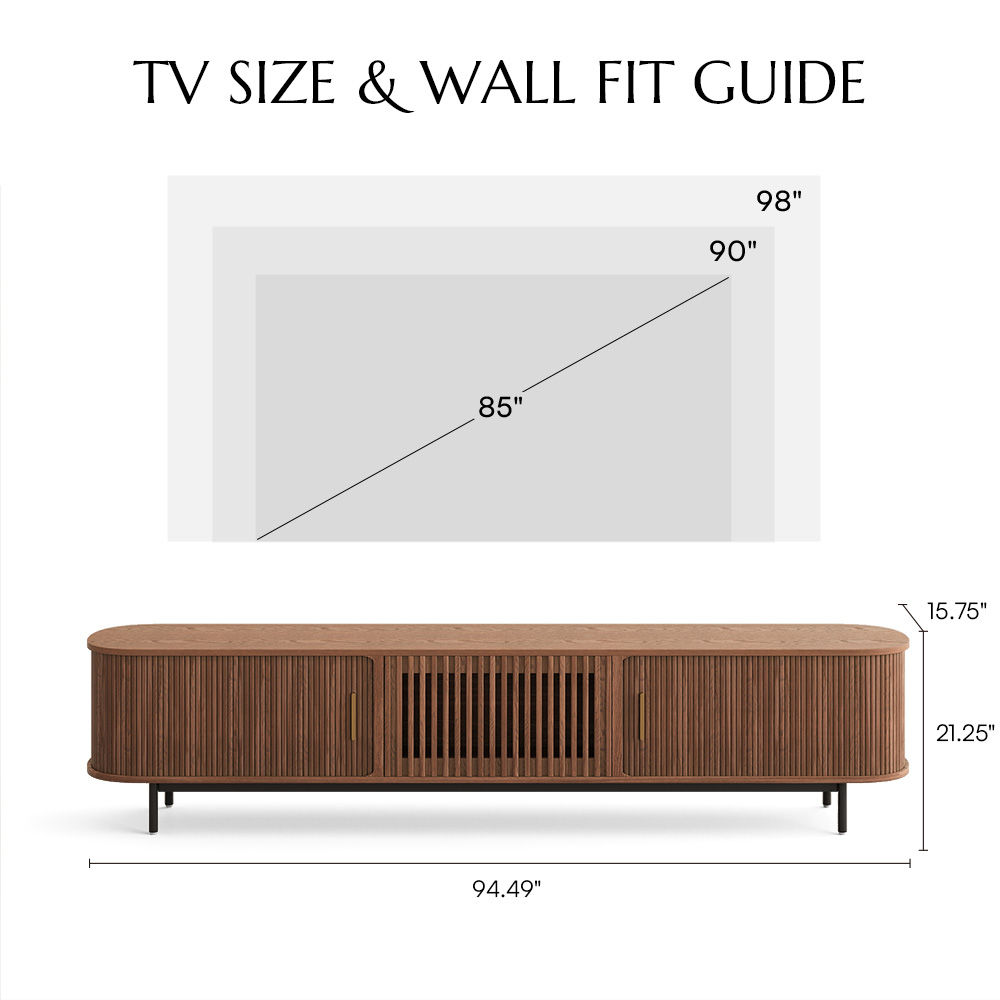with Shelves Walnut Color Plywood TV Stands