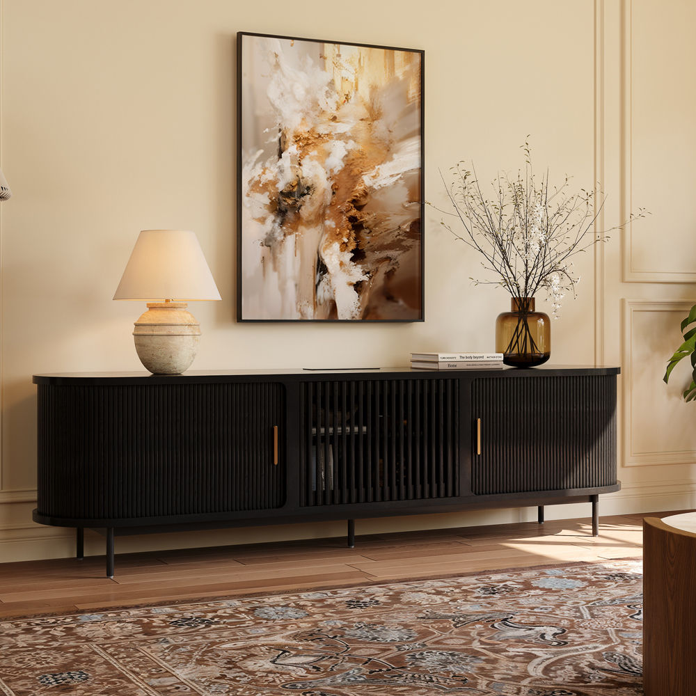 Eos Black Engineered Wood TV Stands