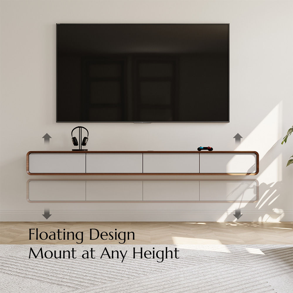 Floating Dark Wood & White MDF TV Stands