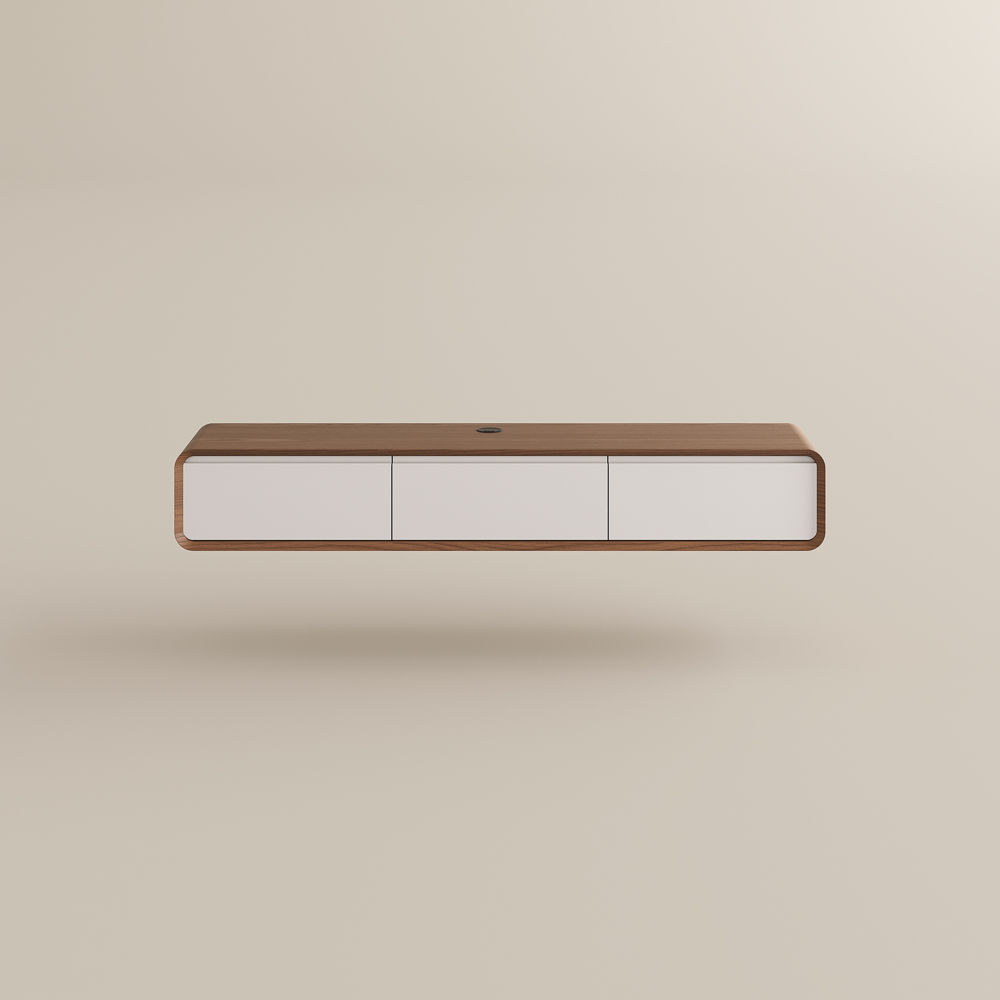 Wall Mount Dark Wood & White MDF TV Stands