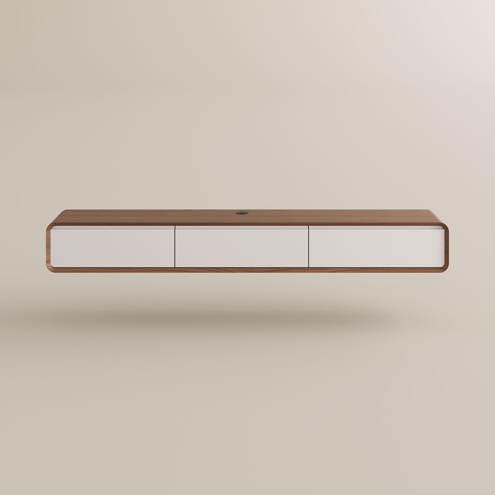 Minimalist Dark Wood & White MDF TV Stands