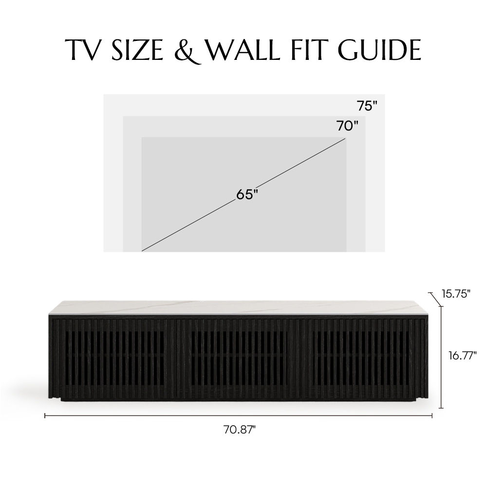 with Sintered Stone Top Black MDF TV Stands