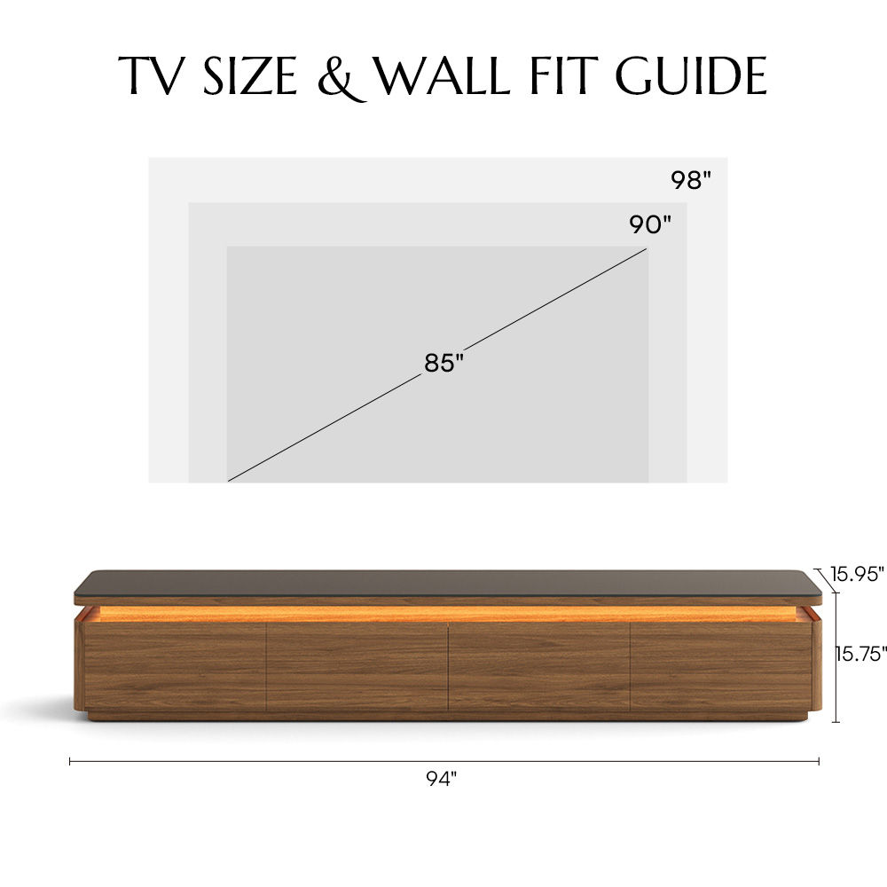 with Cabinets Dark Wood & Black MDF TV Stands
