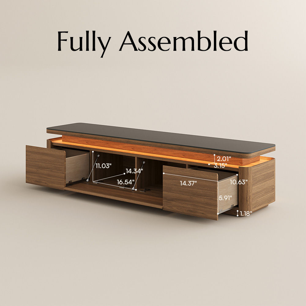 Mid Century Modern Walnut & Black MDF Living Room Set