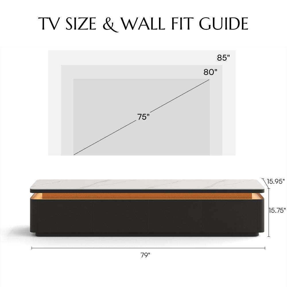 Perfect for 75 Inch TV White & Black MDF TV Stands