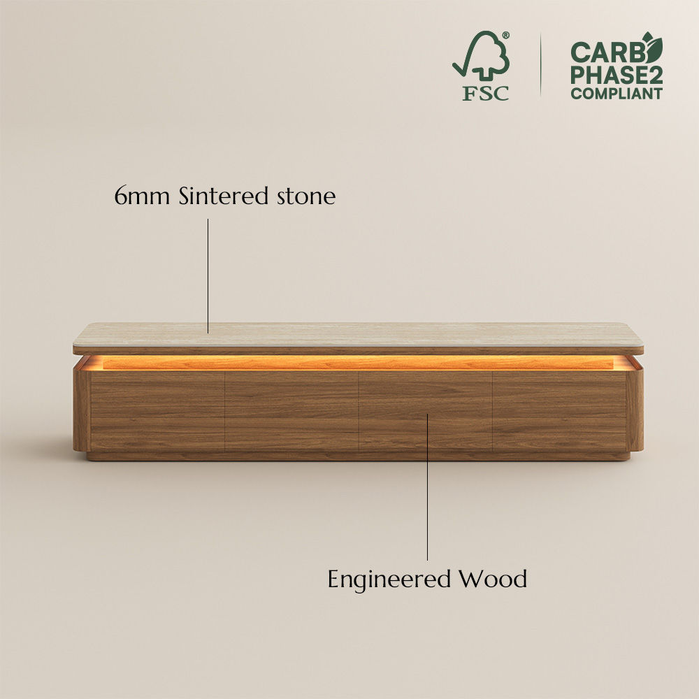 Sintered Stone Walnut Color MDF TV Stands