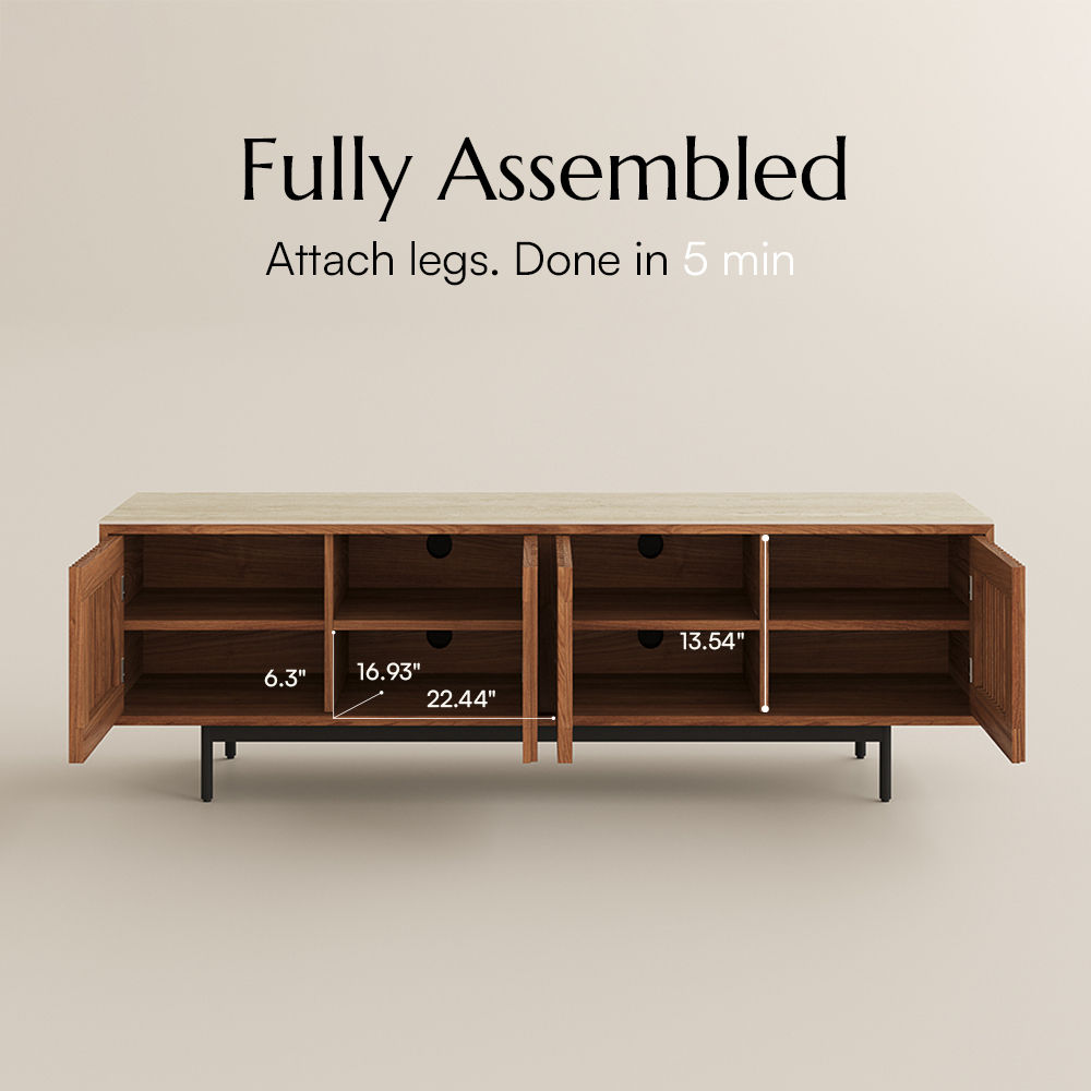 with Doors Walnut Color MDF TV Stands