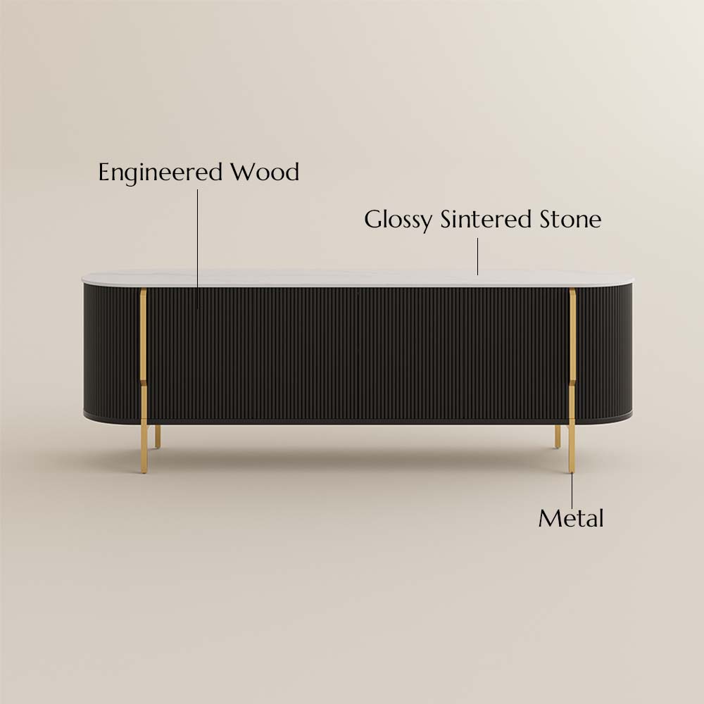 Fluted Black & White Engineered Wood TV Stands