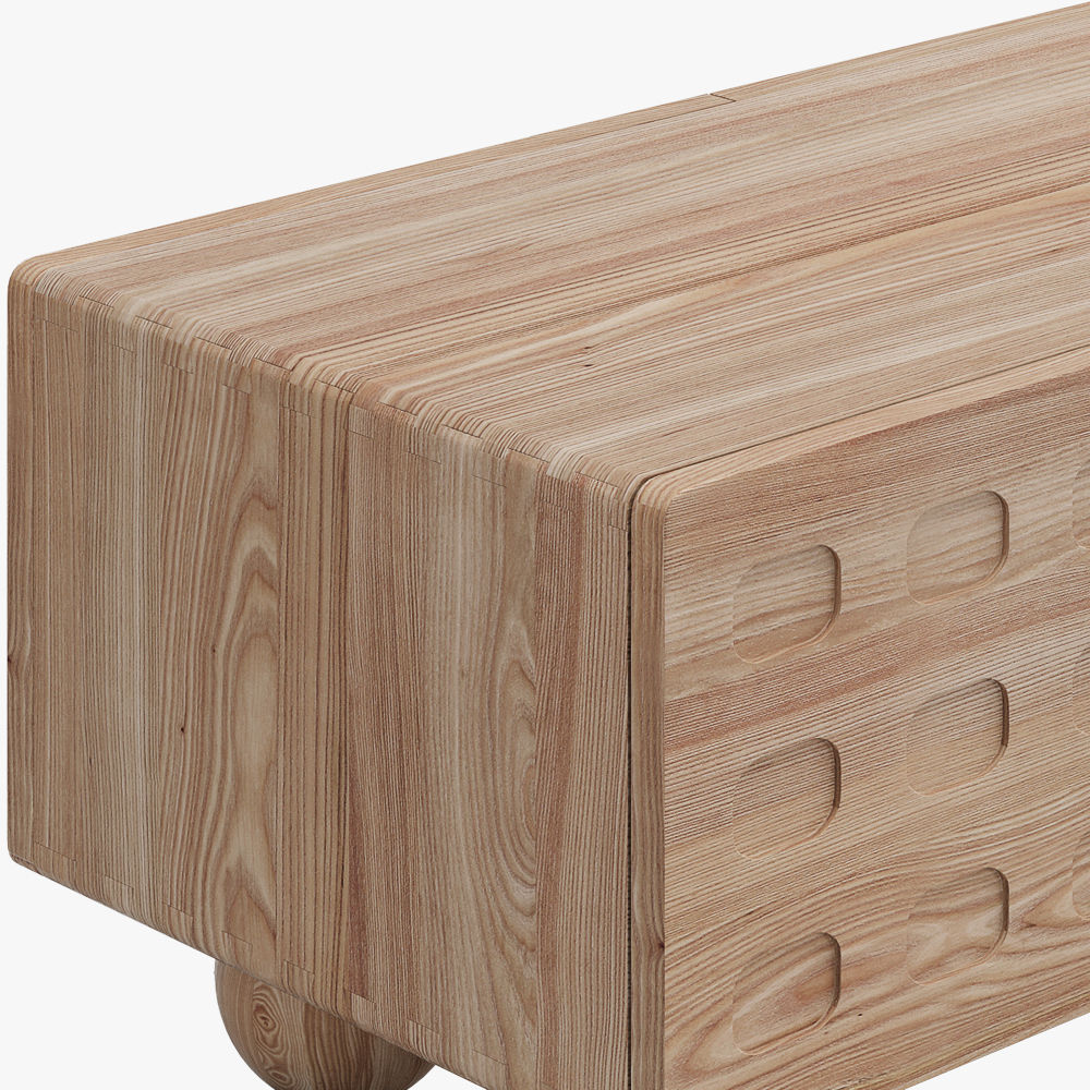 Holzbein Holzfarbe Sperrholz + Eschenfurnier TV-Möbel