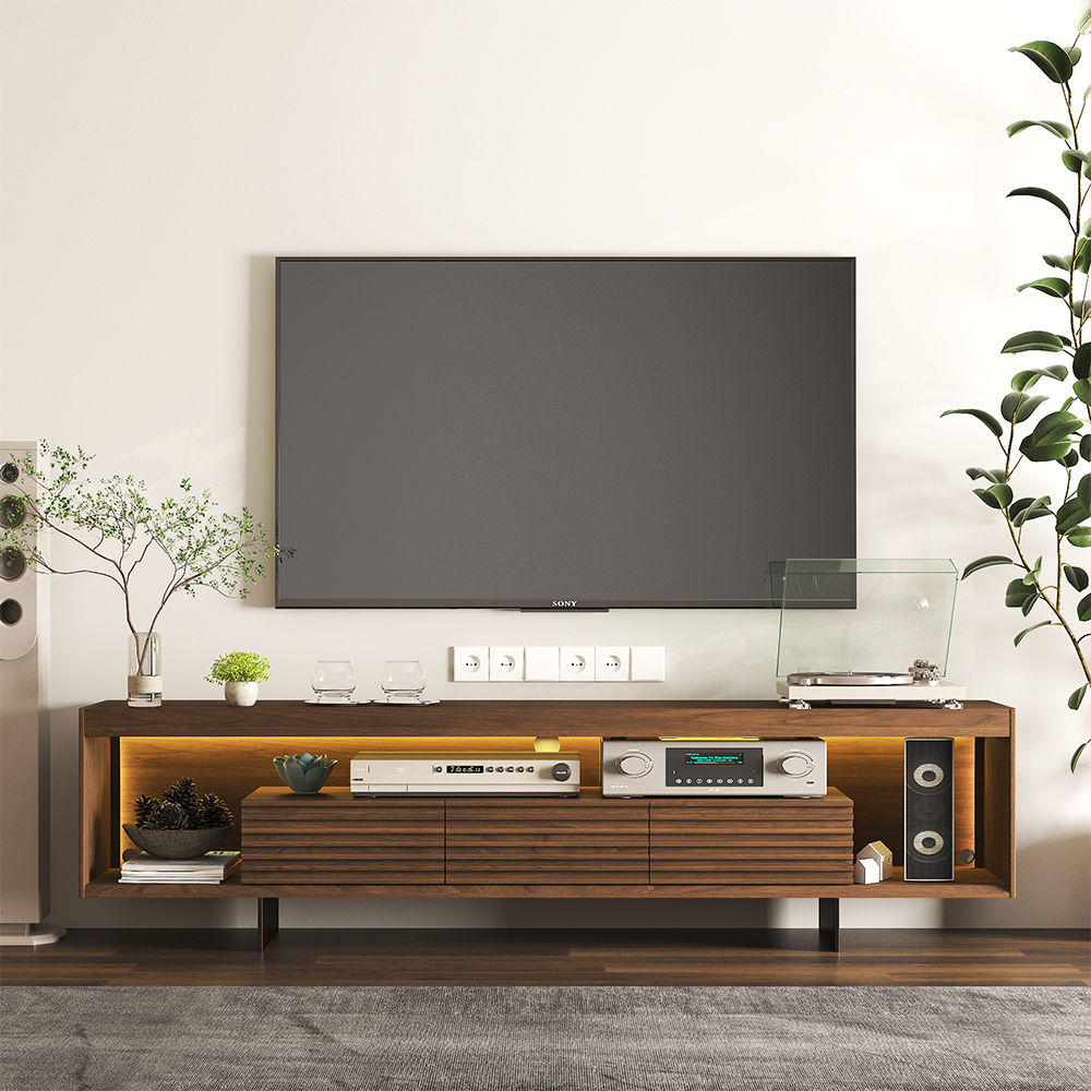 with Drawers Walnut MDF TV Stands