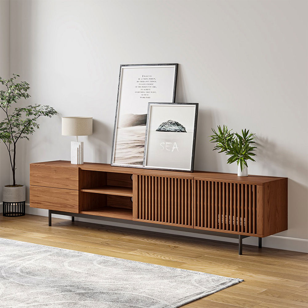 Mid Century Modern Legno scuro Compensato Supporti TV