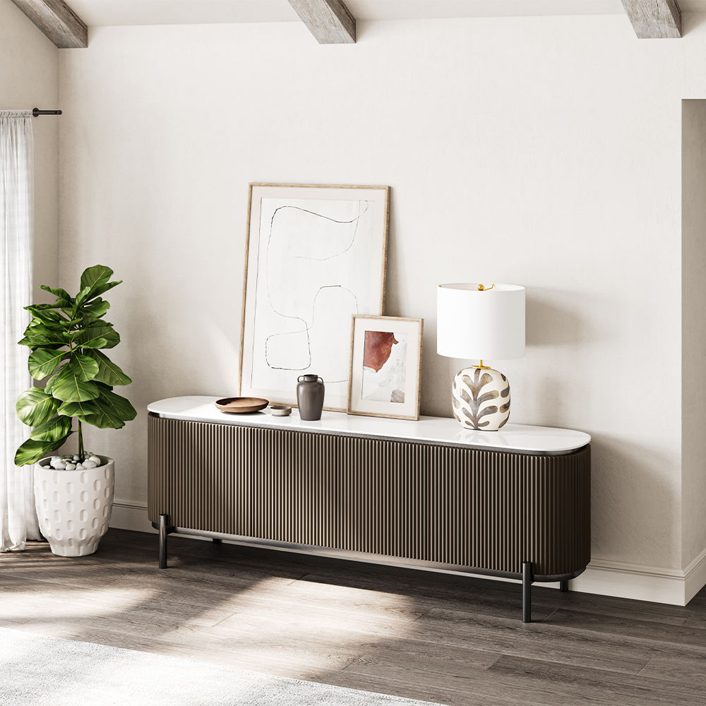 Nordic Style Dark Wood MDF TV Stands