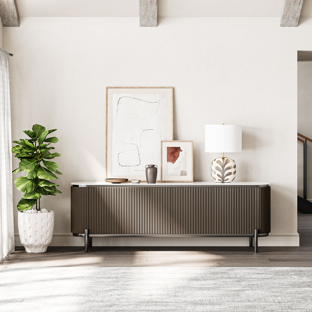 Metal Leg Dark Wood MDF TV Stands