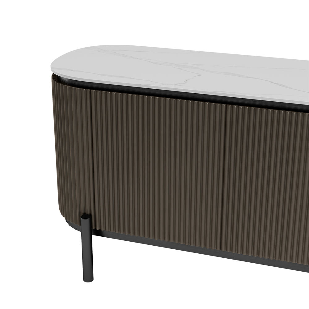 with Cabinets Dark Wood MDF TV Stands