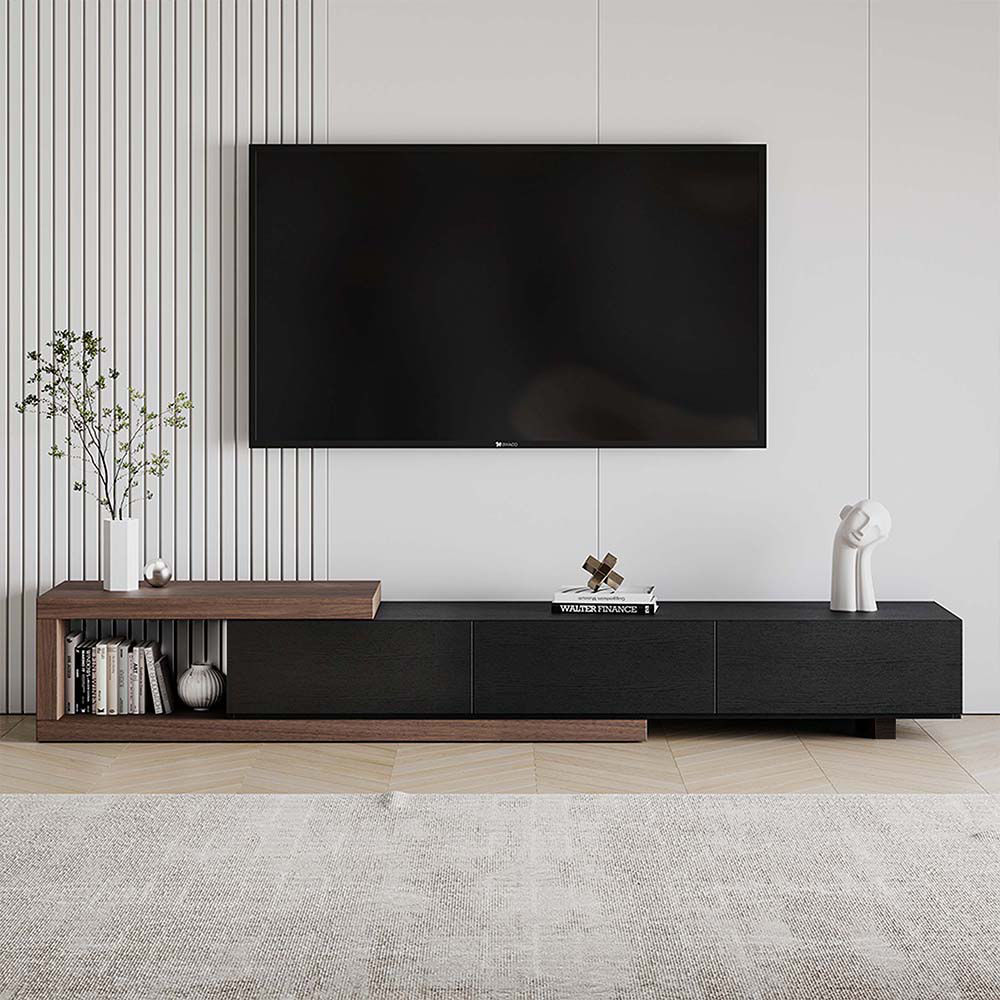 Extendable Dark Wood & Black MDF TV Stands