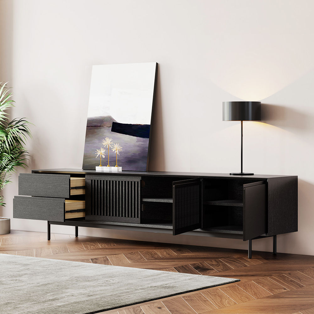 Pied en métal Noir  MDF Meubles TV
