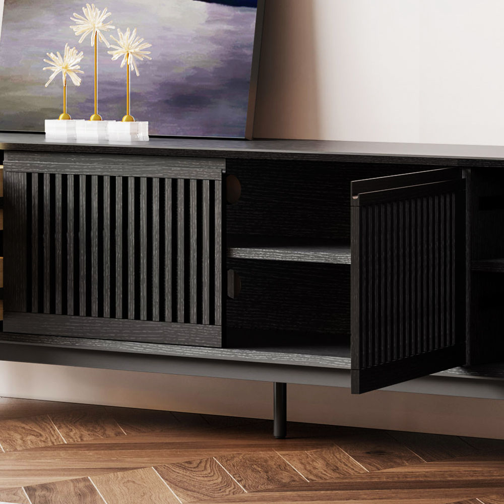 Mid Century Modern Noir  MDF Meubles TV