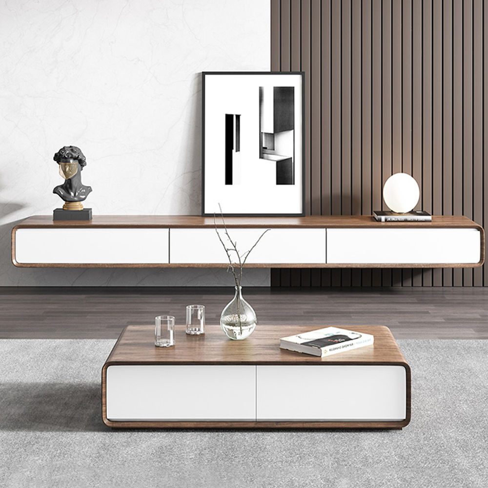 Sospeso Legno scuro e bianco  MDF Supporti TV