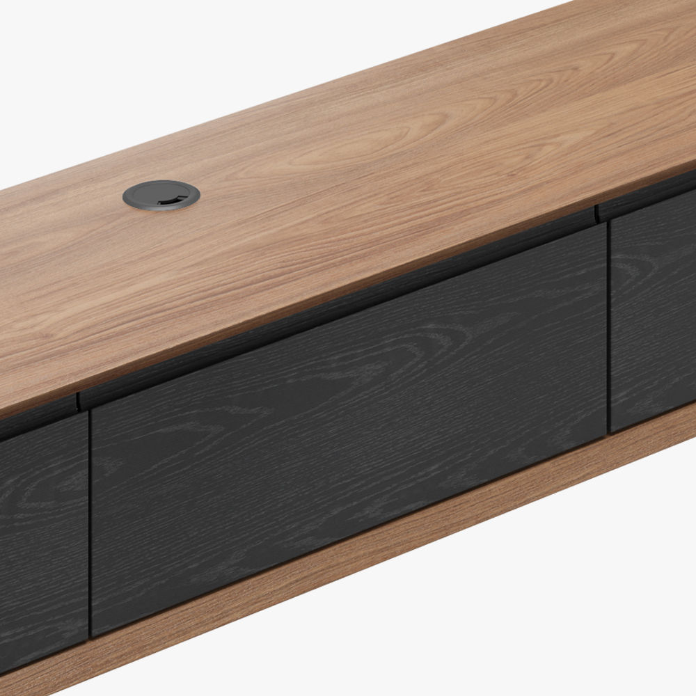 Assemblage partiel Bois foncé et noir  MDF Meubles TV