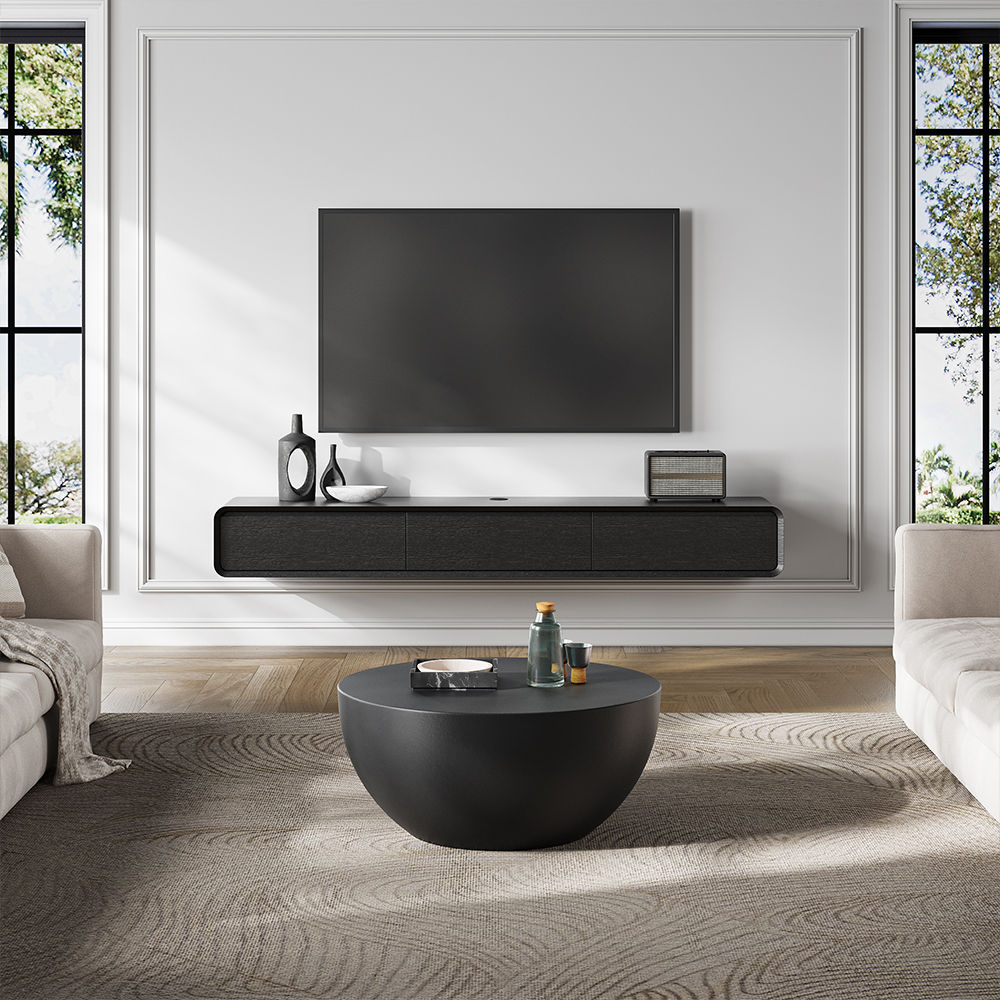 with Cabinets Black MDF TV Stands